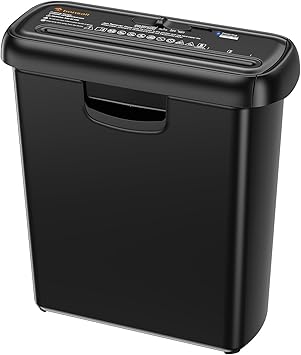 Bonsaii Trituradora de Papel y Tarjetas, con Corte en Tiras y contenedor Desmontable, hasta 6 Hojas, Nivel de Seguridad P2, Capacidad de 9 litros, destructora de Papel para casa(S123-A)